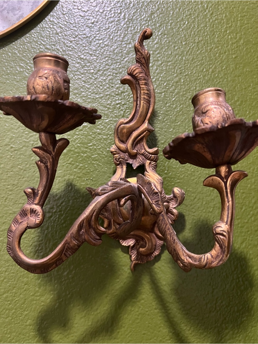 Antique Louis XV style Ornate Two-Arm Wall Sconce iGold Tone